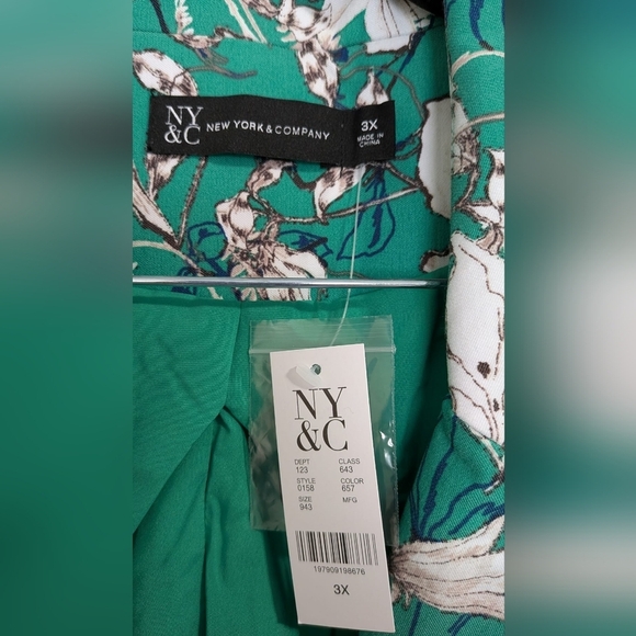 New York & Company Floral Green Spring Summet Women Blazer Size‎ 3X - Picture 6 of 11
